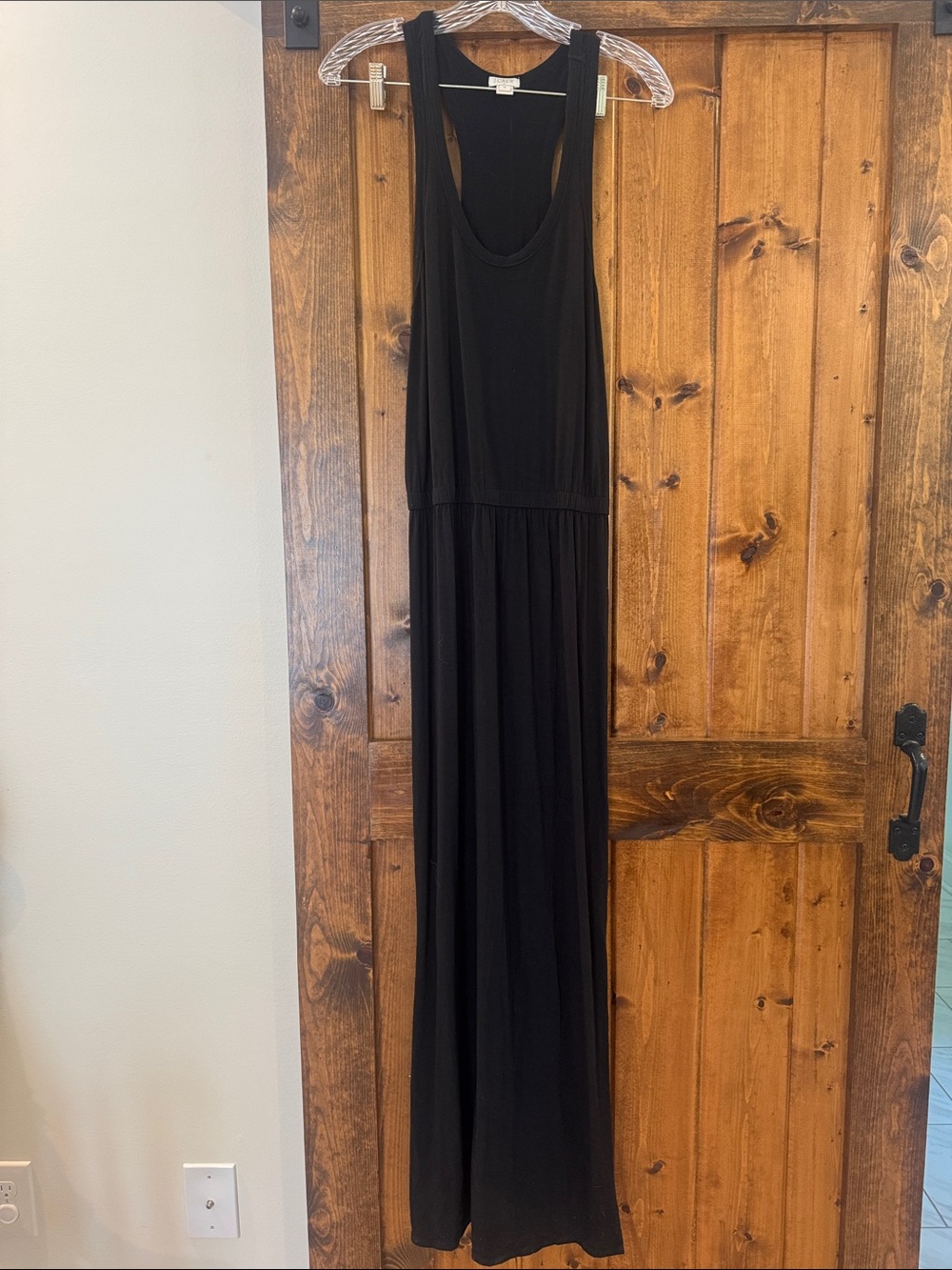 J. Crew Black Sleeveless Maxi Dress with Scoop Neck